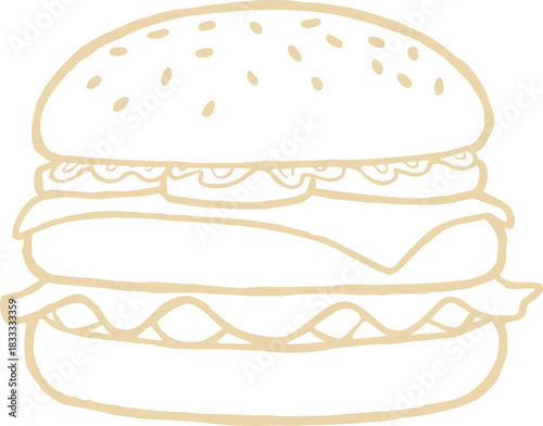 Burger Simple Shape Doodle Outline