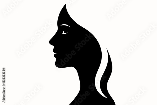 Silhouette Beauty Profile. Minimalist silhouette of a woman’s face in profile against a white background, bold contrast vector