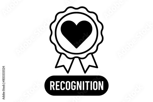 Recognition award badge icon with heart symbol for love and appreciation