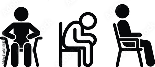 Vector silhouette of a woman and man sitting on an office chair with a computer, perfect for business icons and illustrations