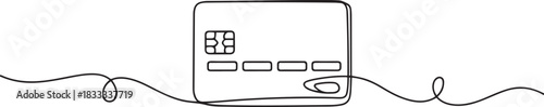 ATM card used for online transactions. Internet banking one-line drawing. one line Icon drawing