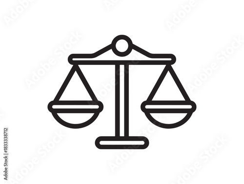 Clean 2D vector illustration of Libra scale icon in simple line art
