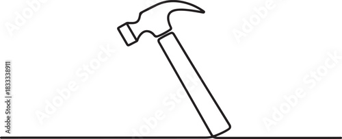 Simple continuous line drawing of a hammer designed in a minimalist style. One line icon. Continuous line hammer icon. one line Icon drawing