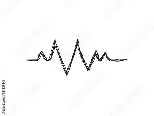 Hand-Drawn ECG Heartbeat Waveform 2D vector line art illustrating elegant medical pulse tracing artwork