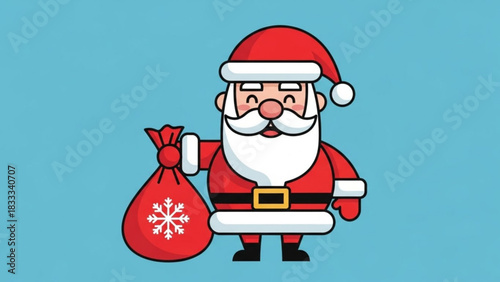 Cheerful Santa Claus with a sack full of gifts bringing joy this holiday season, scalable vector graphic for Christmas promotions and festive designs