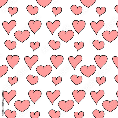 Cute Hearts Seamless Pattern
