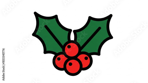 Festive holly berries and leaves bring a touch of Christmas cheer, perfect for holiday greetings, seasonal designs, and winter celebrations