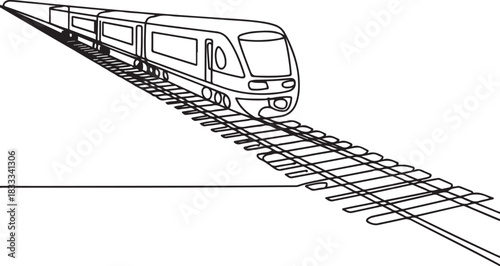 Continuous line vector illustration of a railway track. one line train. one line Icon drawing