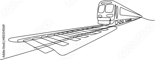 Continuous line vector illustration of a railway track. one line train. one line Icon drawing