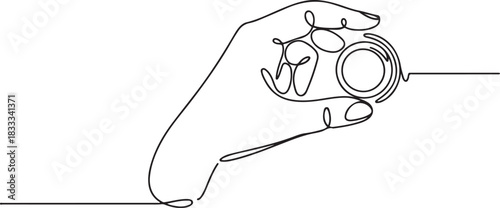 Minimalist continuous one line drawing of a hand adjusting a control knob to its maximum setting. Simple and modern illustration concept for power. one line Icon drawing