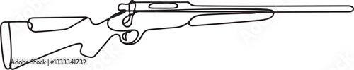 continuous line of rifle.one line drawing of rifle. single line vector illustration of firearm. line art of rifle for hunting. one line Icon drawing