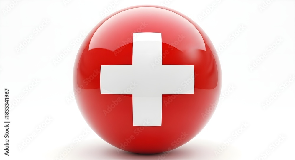 Obraz premium 3D Switzerland Flag Glossy Ball Spherical Design