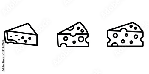 cheese outline or line icon design bundle.