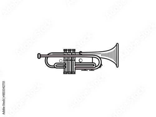 Modern Minimalist 2D Vector Line Art Trumpet Icon Elegant Simple Music Design