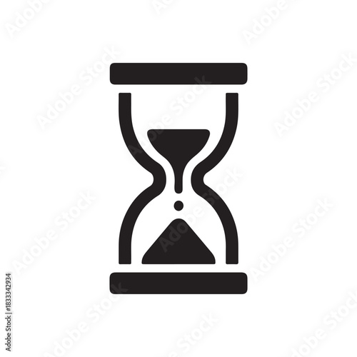 Minimalist hourglass sand timer time measure solid icon.
