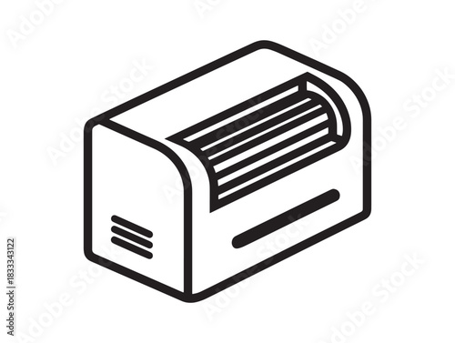 Paper shredder icon 2D vector line art design in clean minimalist style for business