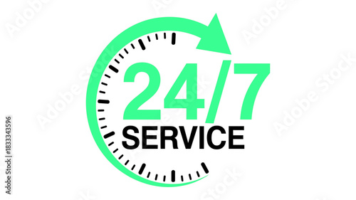 Need Service Anytime? 24/7 Green Clock Design Promotes Round-the-Clock Availability for Your Business, Offering Support and Solutions Instantly