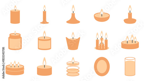 Warm and inviting candles glowing softly perfect for meditation, relaxation, romantic evenings, or cozy home decor, originally scalable graphics