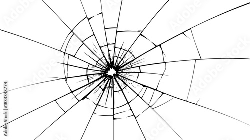 Cracked glass texture with shattered effect, perfect for realistic overlays and design elements, originally a scalable vector graphic