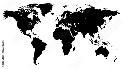 Detailed world map illustration for global business reach, international market analysis, and worldwide connectivity solutions for modern corporations