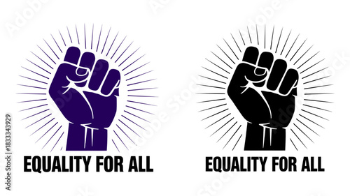 Empowering equality for all races and genders with a raised fist symbol, promoting social justice and human rights for a better, inclusive world