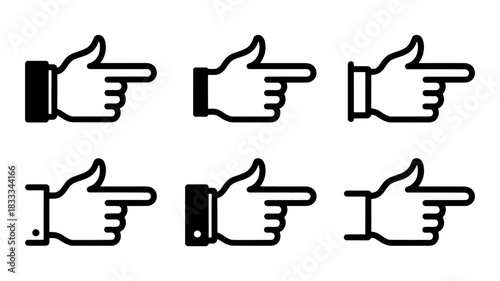Directional Hand Icons: Pointing the Way to Success, Guidance, and Focus. Use these vector images for navigation, tutorials, and call to actions