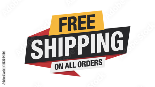 Free shipping promotion banner for online store, modern design element for sales, discounts, and holiday shopping, boost e-commerce conversions