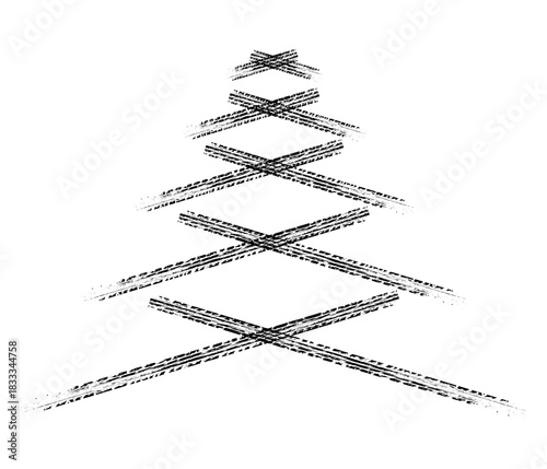 Christmas tree of grunge tire imprint. Vector illustration