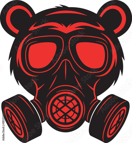 A bear in a gas mask