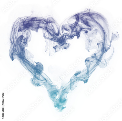 Artistic blue smoke forming heart shapes, isolated on a white or transparent PNG background. Ideal for romance designs, love themes, wedding graphics, valentines, creative posters and elegant visual