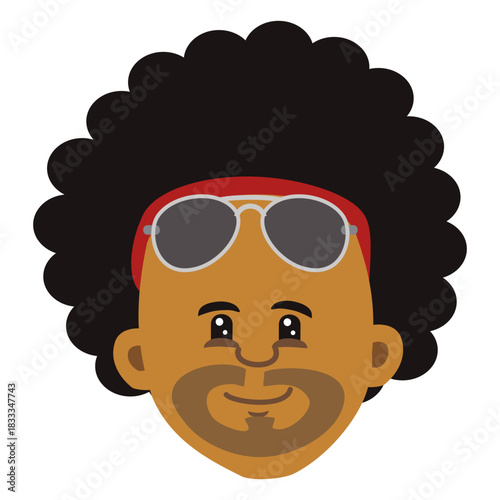 Black man cartoon head afro