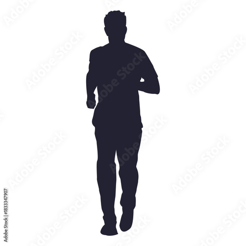 Boy marathon running silhouette