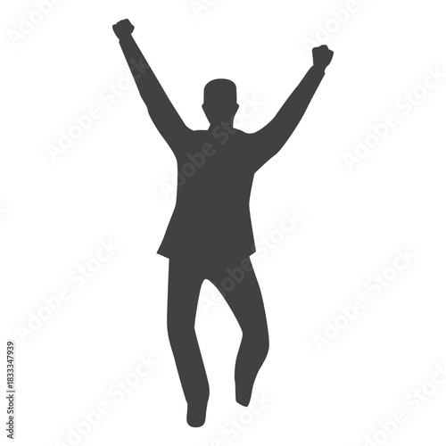Boy raising hands silhouette