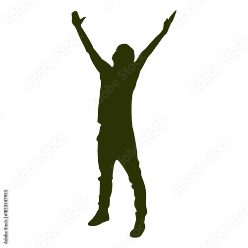 Boy raising hands silhouette 4