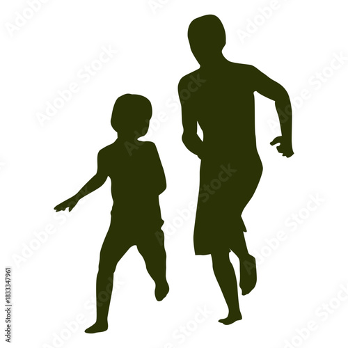 Boys playing silhouette