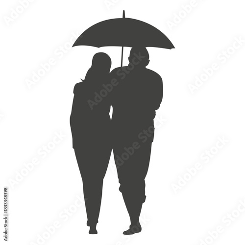 Couple under umbrella silhouette