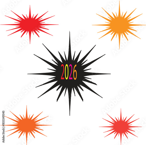Happy New Year 2026 Abstract Starburst Collection