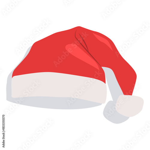 Red santa claus hat flat icon 18