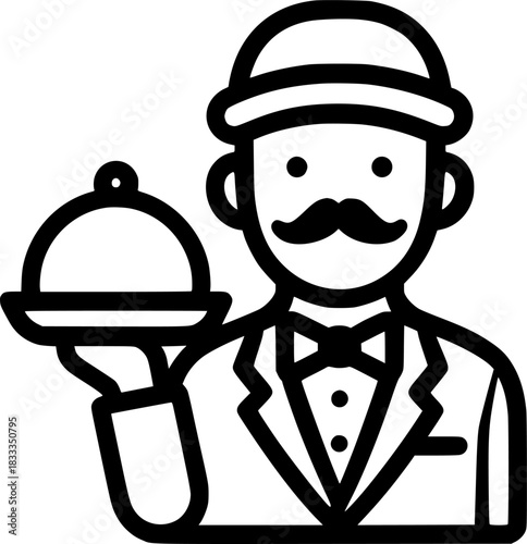 butler gentleman sign, symbol, vector, art