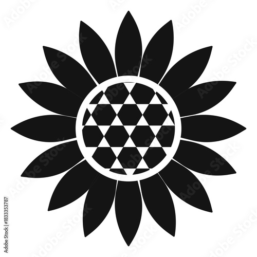 Grey sunflower head logo graphic