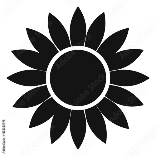 Flat grey sunflower head logo