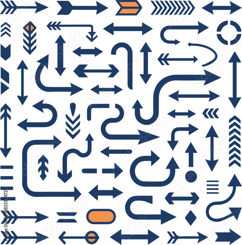 Abstract Arrow Icons Seamless Pattern for Infographic and UI Elements
