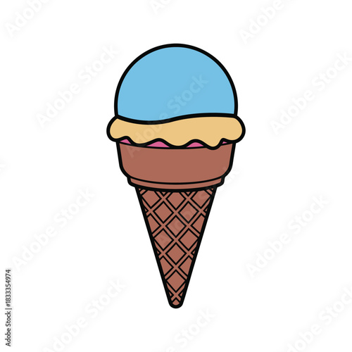 Ice Cream Cone Drawing Vector  Illustration.eps
