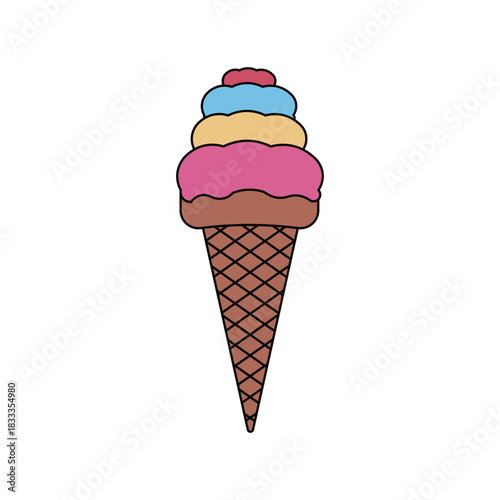 Ice Cream Cone Drawing Vector  Illustration design.eps