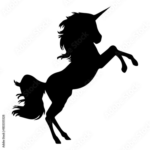 Unicorn on hind legs silhouette
