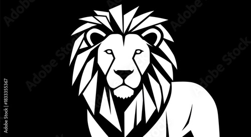 Geometric Lion Illustration - A Striking Emblem of Strength and Majesty.