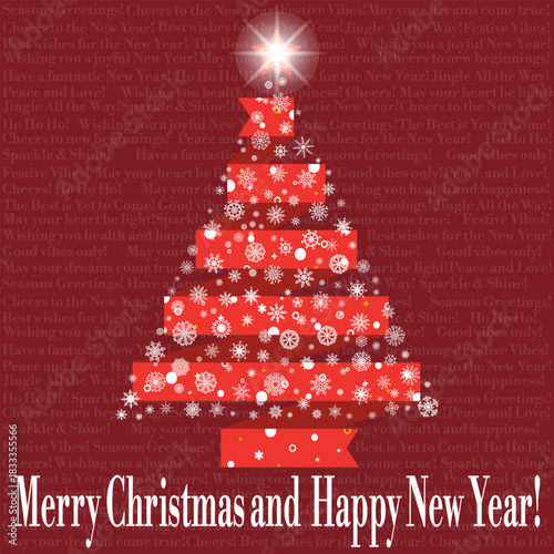 Red Christmas Tree With Festive Snowflake Decorations