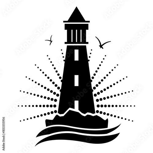 Lighthouse bird sea searchlight floodlight tower silhouette
