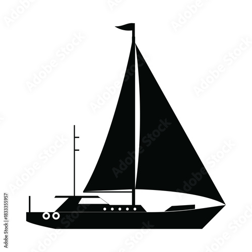 Sailing yacht ship silhouette