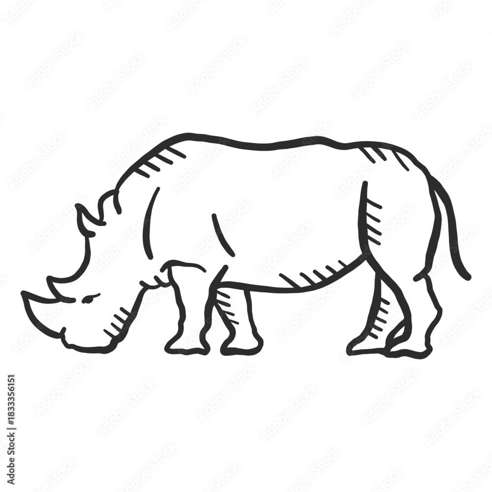 Obraz premium Rhino rhinoceros ear horn tail doodle animal